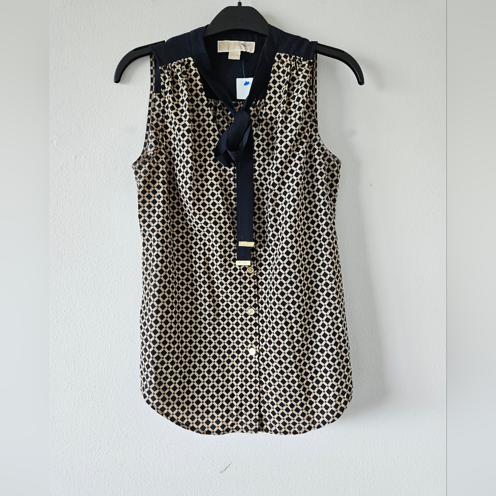 🌼 Michael Kors sleevless blouse black/beige lightweight size XS 🌼